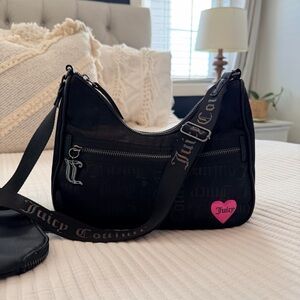 Juicy Couture Material Girl Black All Over Print Shoulder Bag with Coin Pouch